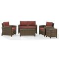 Modern Marketing Concepts Bradenton Outdoor Wicker Conversation Set with Sangria Cushions - 5 Piece KO70050WB-SG